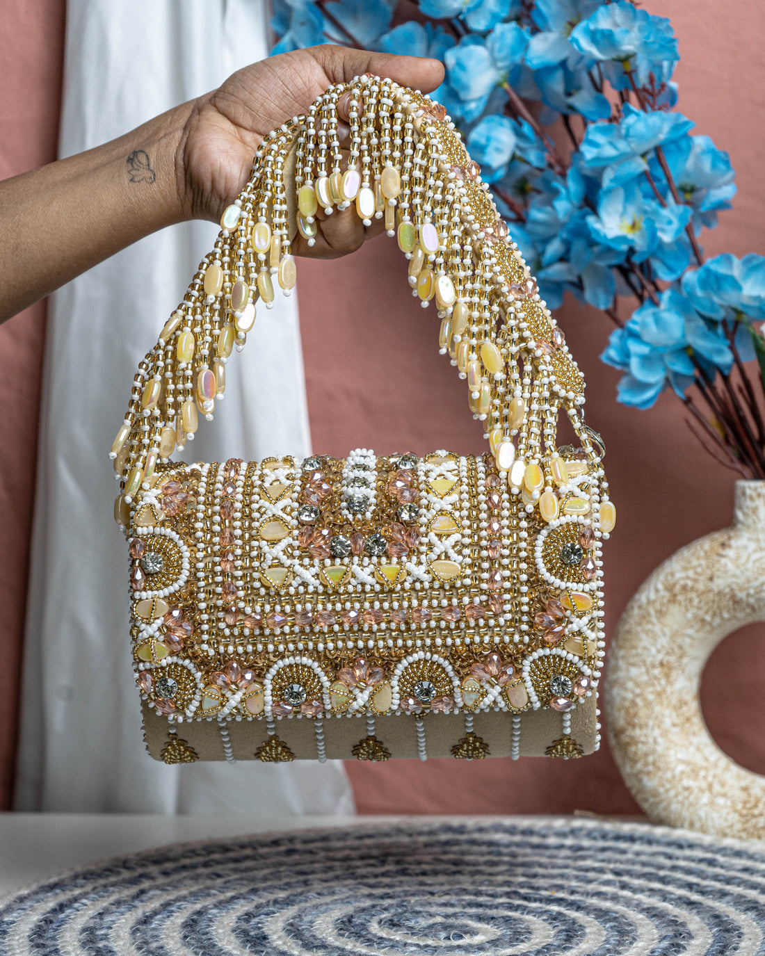 Seyra Soleil Beaded Flap Bag