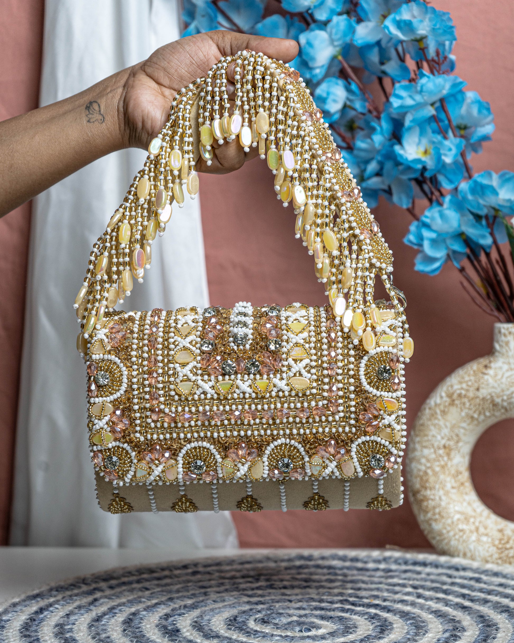 Seyra Soleil Beaded Flap Bag