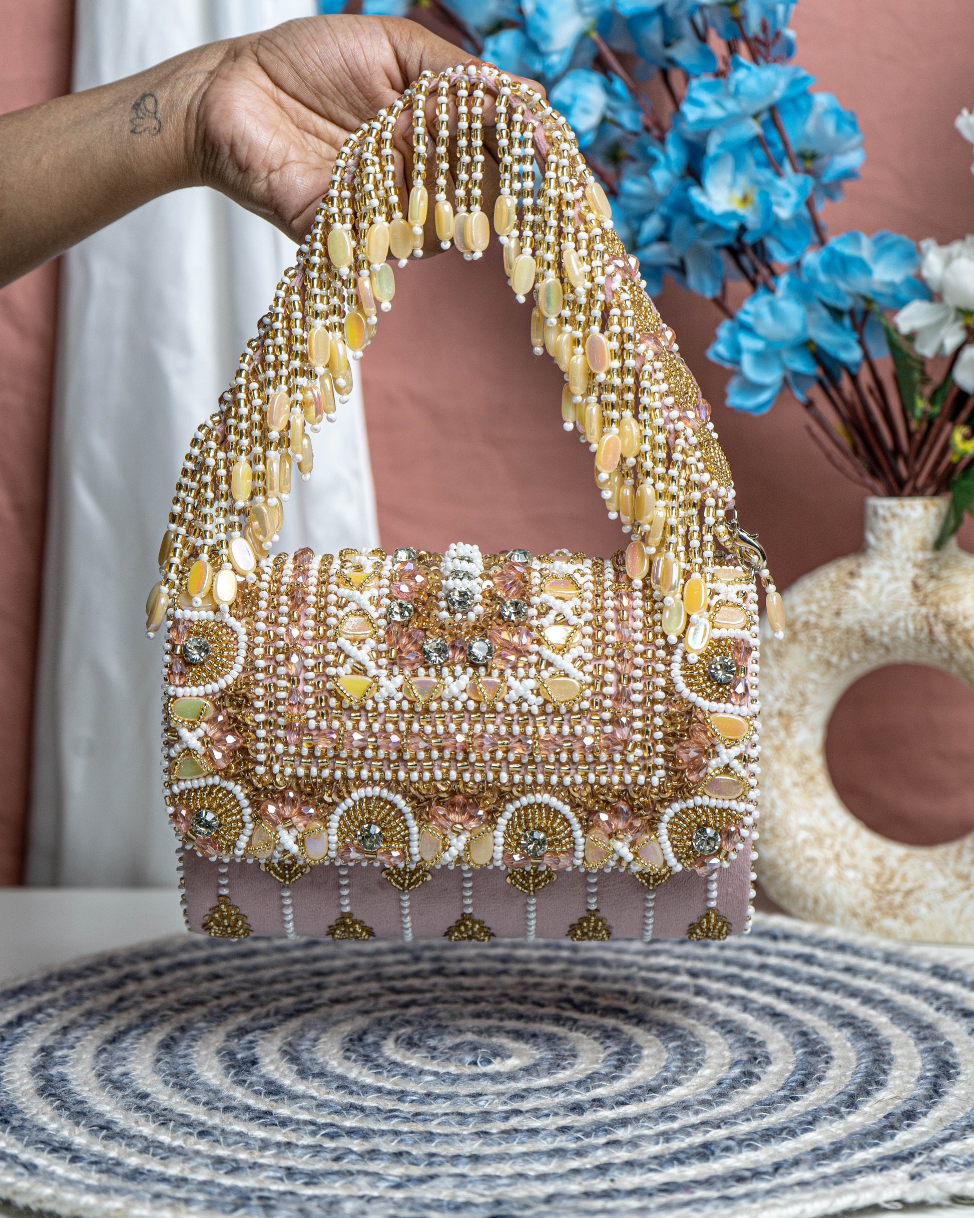 Seyra Soleil Beaded Flap Bag