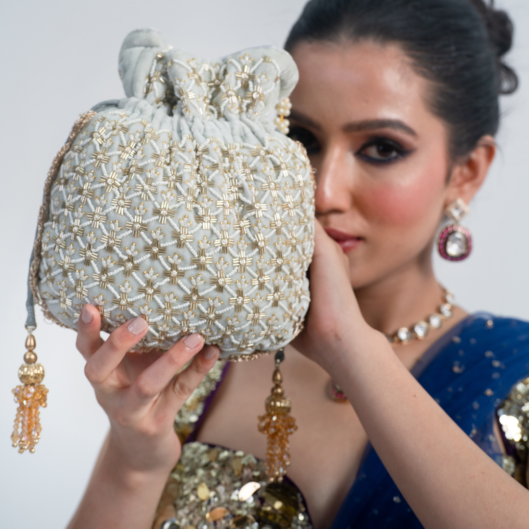 Ivory Bloom Pearl Potli Bag