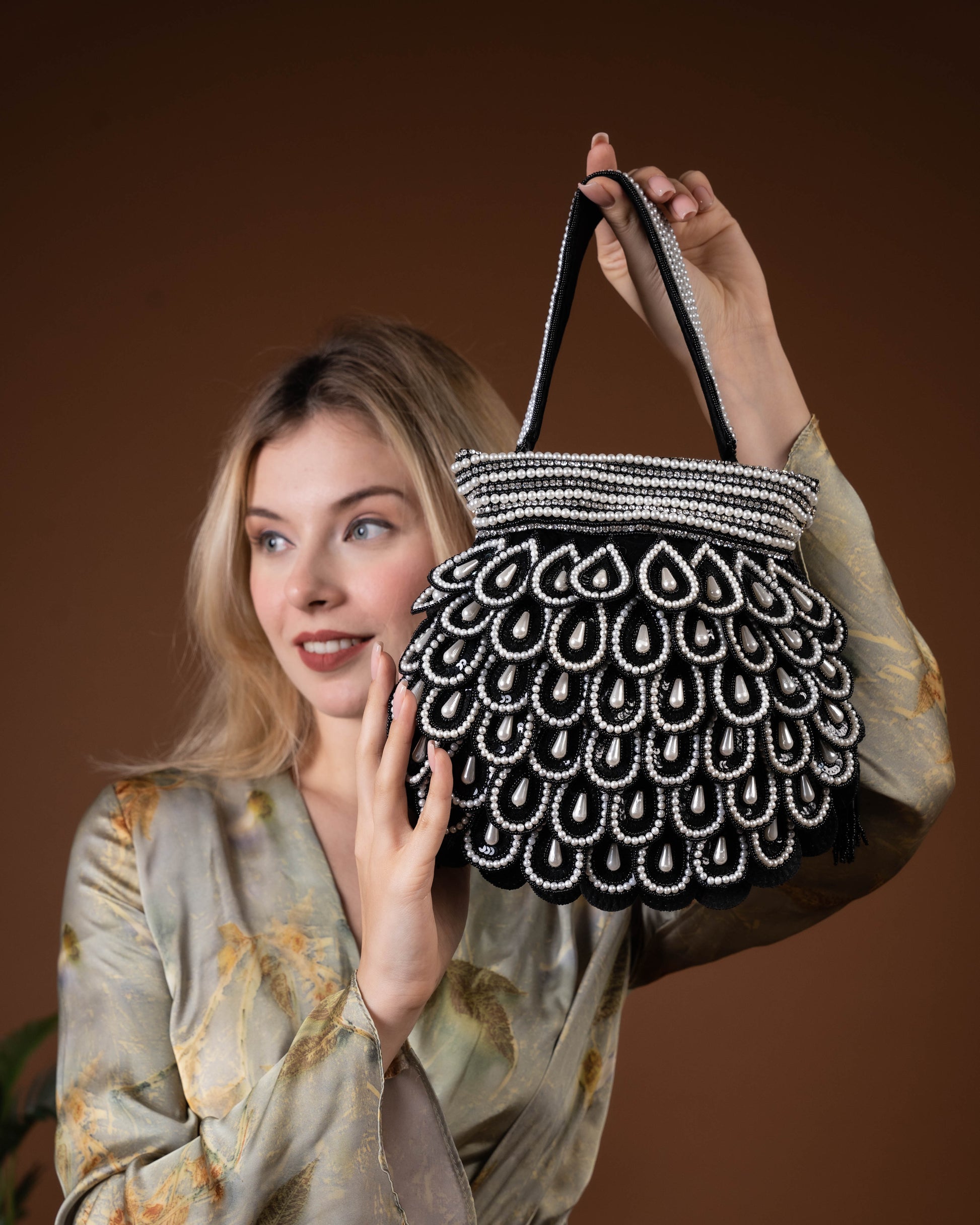 Zafrina Black Royale Potli Bag