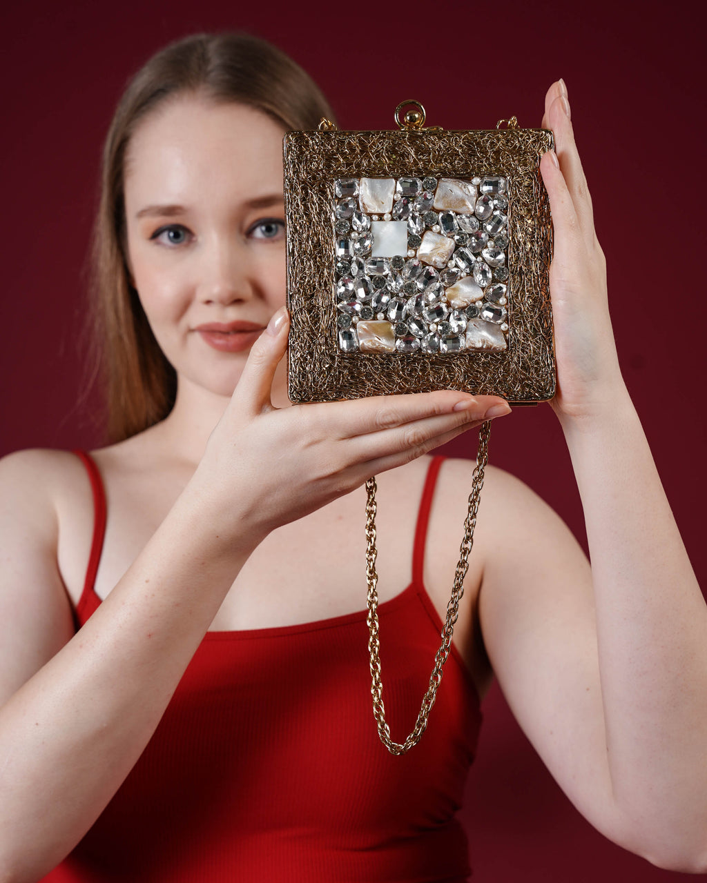 Crystal Weave Luxe Clutch